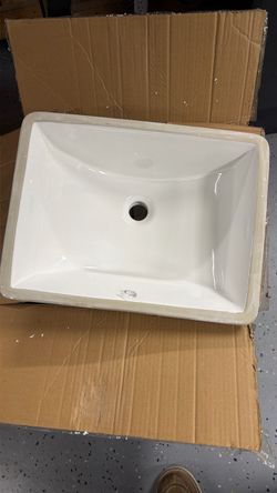 White Rectangular Undermount Bathroom Sink