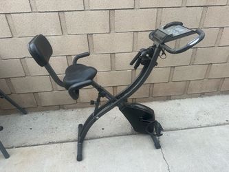 Slim Cycle Exercise Bike, 3-in-1 Recumbent Exercise Bike, Upright Workout Bike & Arm Resistance Bands, Adjustable Seat, 8-Level Magnetic Resistance, B