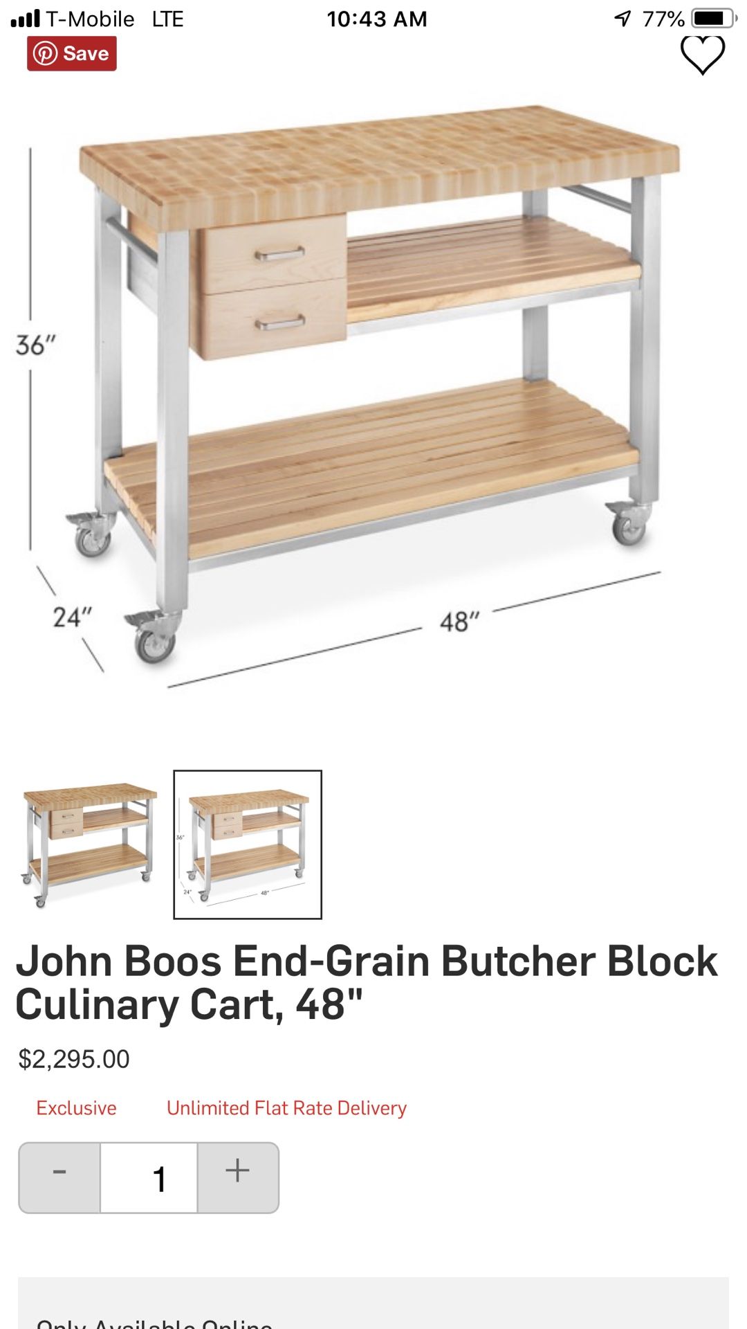 Kitchen Island from William Sonoma culinary Cart John Boos
