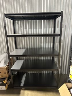Gray retail shelves