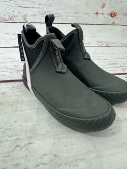 Sperry Women's Cutwater Black Rubber Deck boat fishing slip on Boots STS87582