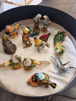 Jeweled Enamel Bird Figurine Collection trinket boxes