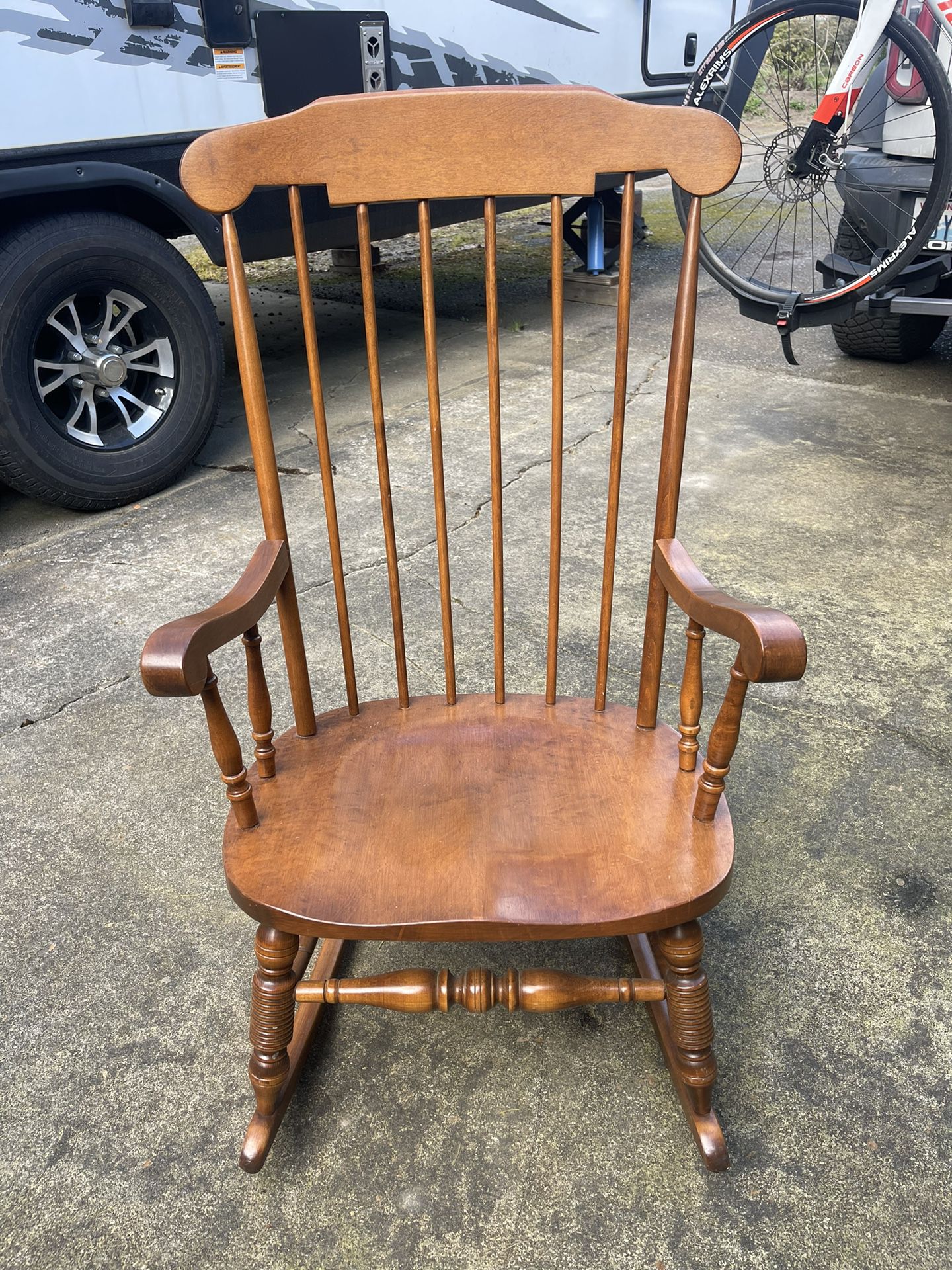 Vintage Solid Maple Boston Style Rocking Chair