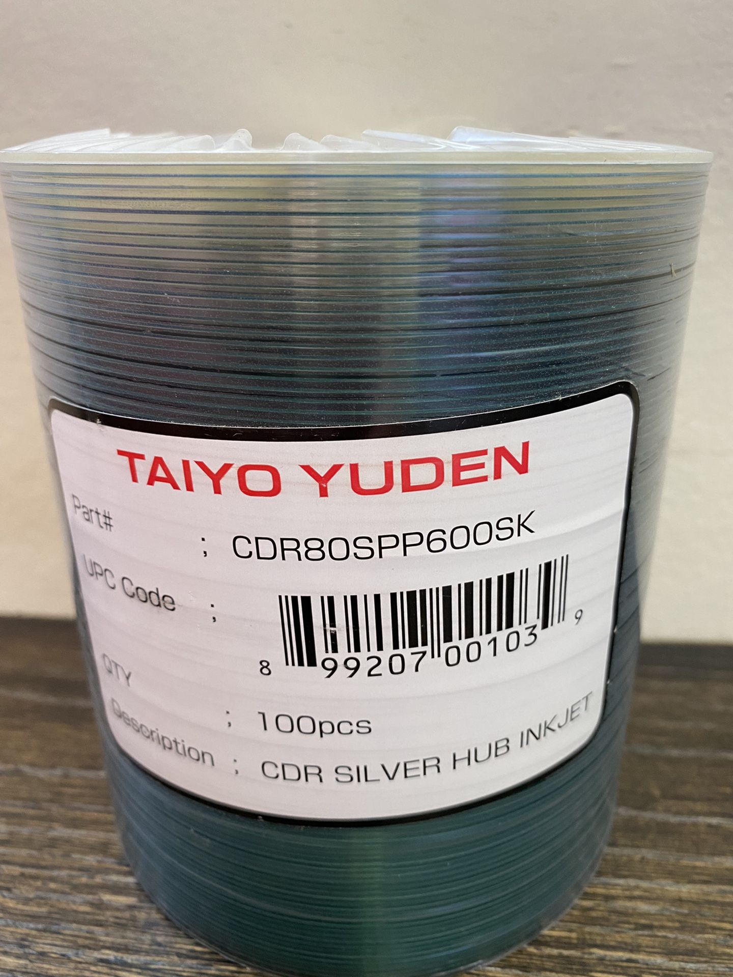 Taiyo Yuden CDR80SPP600SK 100pcs CDR Silver Hub Inkjet Blank Media New Sealed 1 for $100 2 for $190 3 for $270