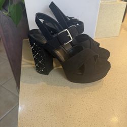 Nordstrom Leith Black Platform Heels Size 7.5