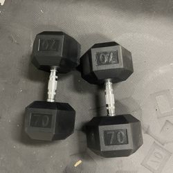 Dumbbells Hexagonal 70lbs Pair Brand New 