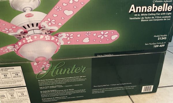 Hunter Annabelle 44 In White Ceiling Fan Model 21345 For