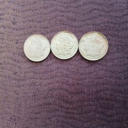 3 MORGAN SILVER DOLLARS 1921