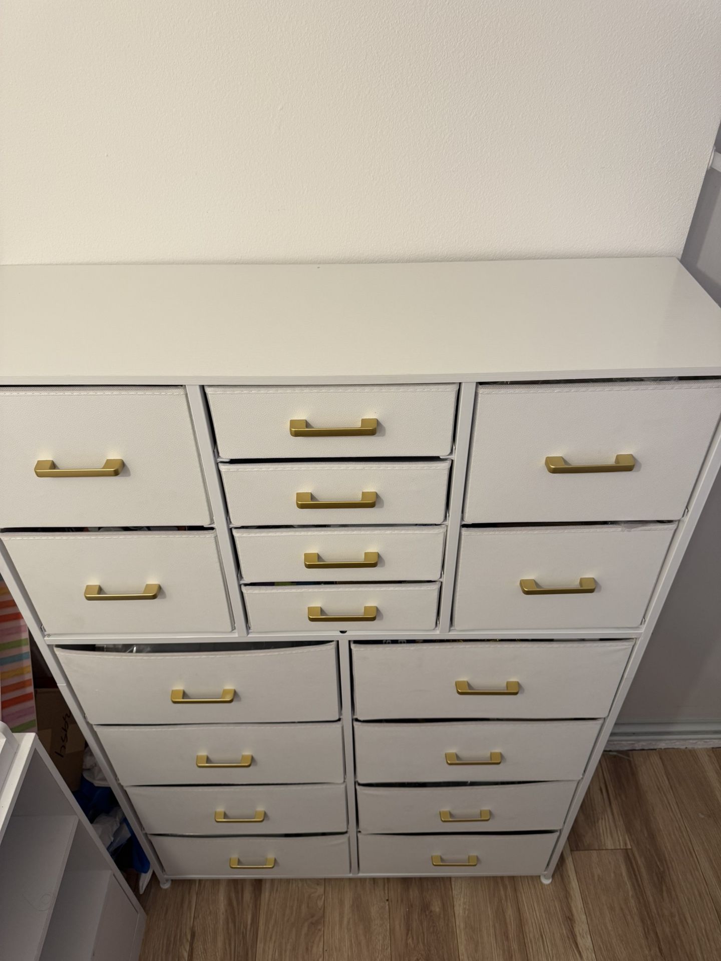 Tall Dresser for Bedroom-White Dresser with 16 Fabric Drawers for Guest Room, Living Room, Dorm, Decent Bedroom Furniture, White