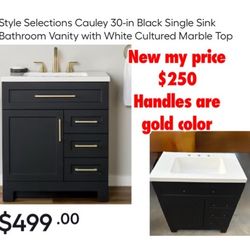 New Style Selections Cauley 30in Vanity  Black  $250 cash only pick up east Palmdale 