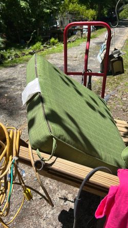 Set of green chair cushions