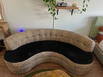 Curved Leopard Print Sofa