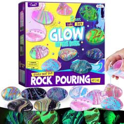 2 in 1 Rock Painting Art Kit - Glow in The Dark Pouring Rock Kit