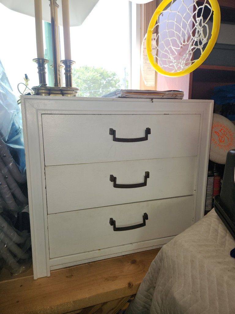 White Solid Wood Nightstand