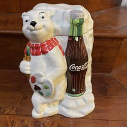 Vintage 2000 Coca-Cola Work of Art Polar Bear Cookie Jar by Gibson