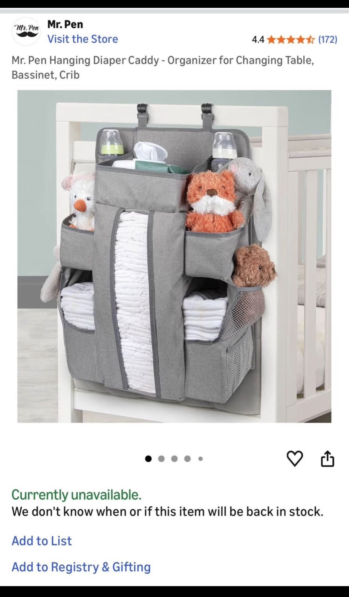 Bassinet, Crib Or Changing Table Caddy