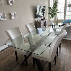 Glass Dining Table 5 Chairs 