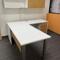 L shape office desk set