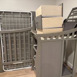 Gray Crib And Changing Table Combo For Sale