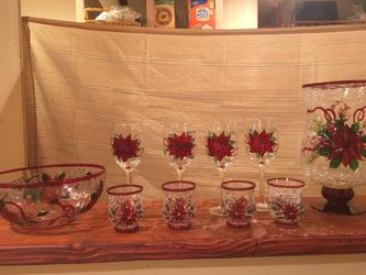 Glass Flower Christmas Dinner Decor