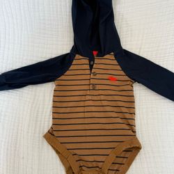Carters 6 Months Baby Boy Striped Onesie Hoodie 
