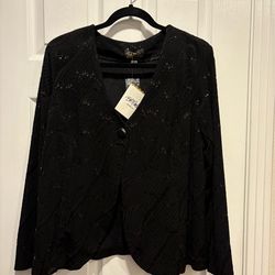 Brand New Bob Mackie Wearable Art women’s black sequined Jacket Top - size 1X - Simi Valley