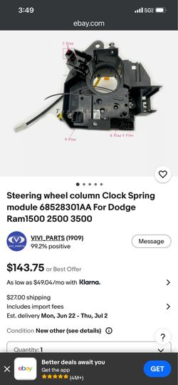 Steering column clock spring module for dodge Ram -3500