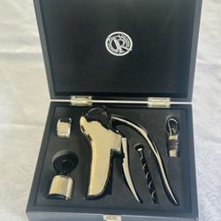 New Wine Opener Set With Black Wood Box 