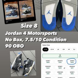Jordan 4 Motorsports Sz 8