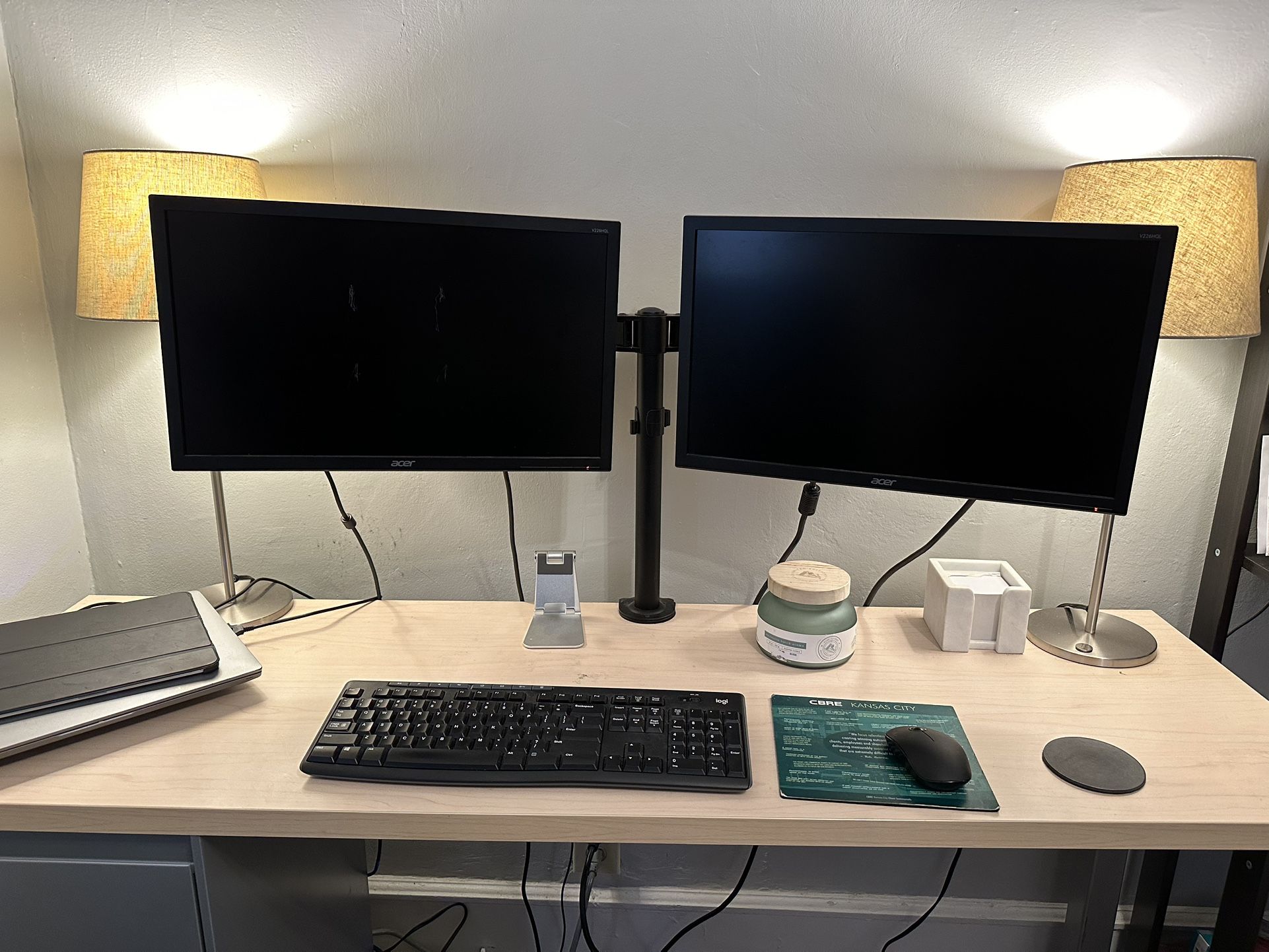 Dual Acer Monitors and Stand