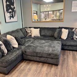 AP🎊$49 Down Payment For Financing👉 Lavernett Charcoal Gray Oversized Sectional Couch 