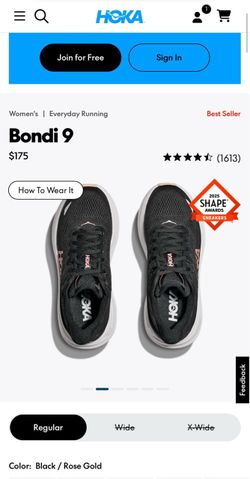 HOKA W BONDI 9–size 7.5B black/rose gold