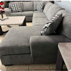 AP- Gray U Shape Sectional Couch With Chaise/ Fast Delivery/ Financing