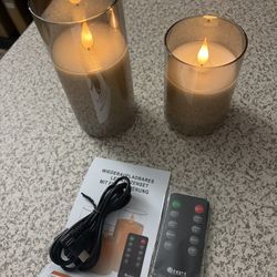 2pc Rechargeable Flameless Candle, Flashing LED Pillar Real Wax Candle with Remote Control and Timer