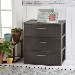 Sterilite 3 Drawer Wide Weave Tower Espresso