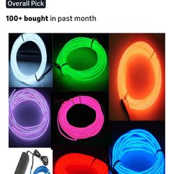7 Pack 9ft Neon Light El Wire w/Battery Pack (Green, Blue, Red, Orange, Purple, White, Pink)
