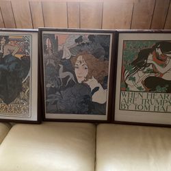 3 Large Prints In Frames