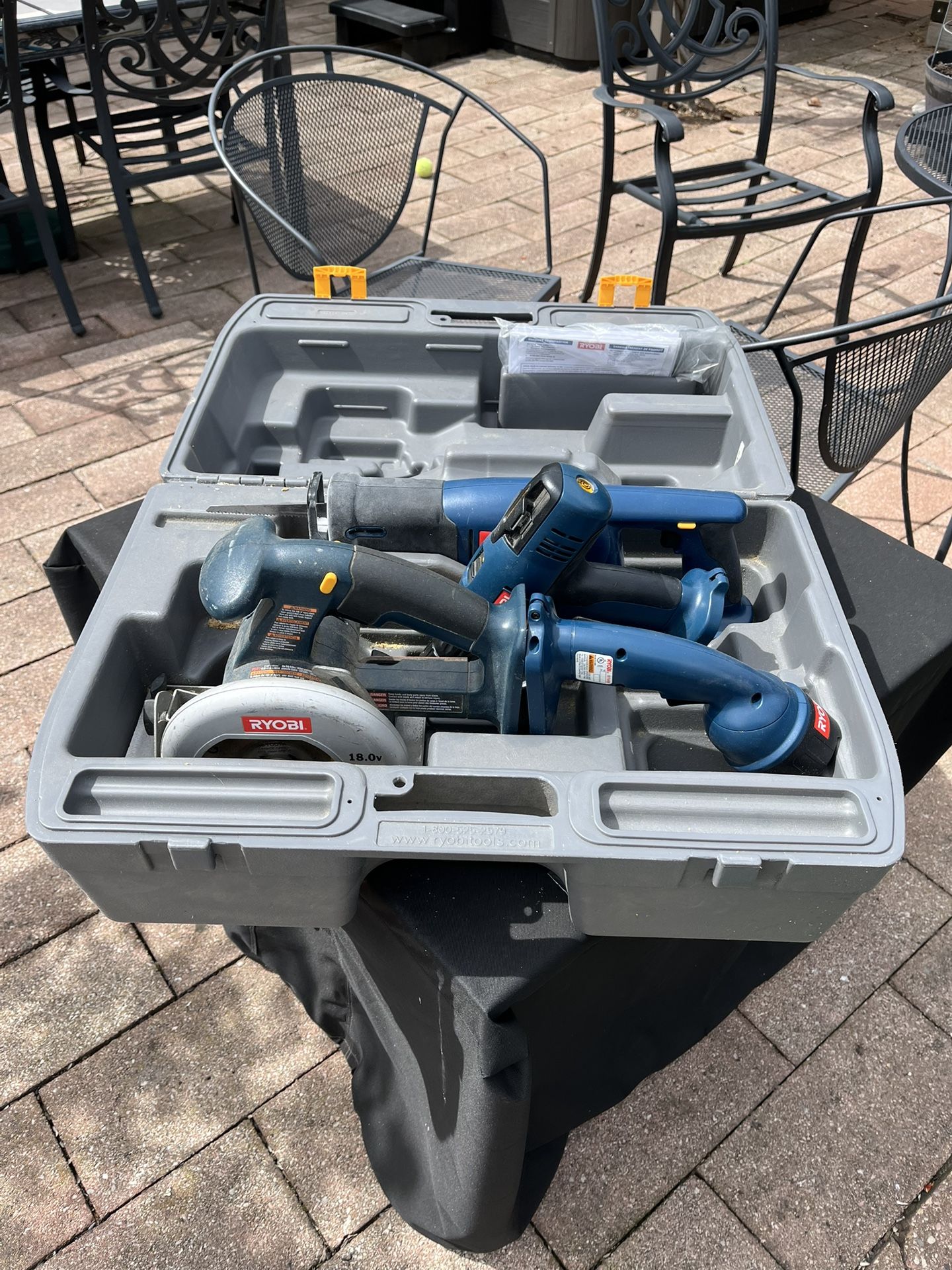 Ryobi R10631 circular Saw With RJC180 Reciprocating Saw With HP1442M Drill And FL1800 Flashlight