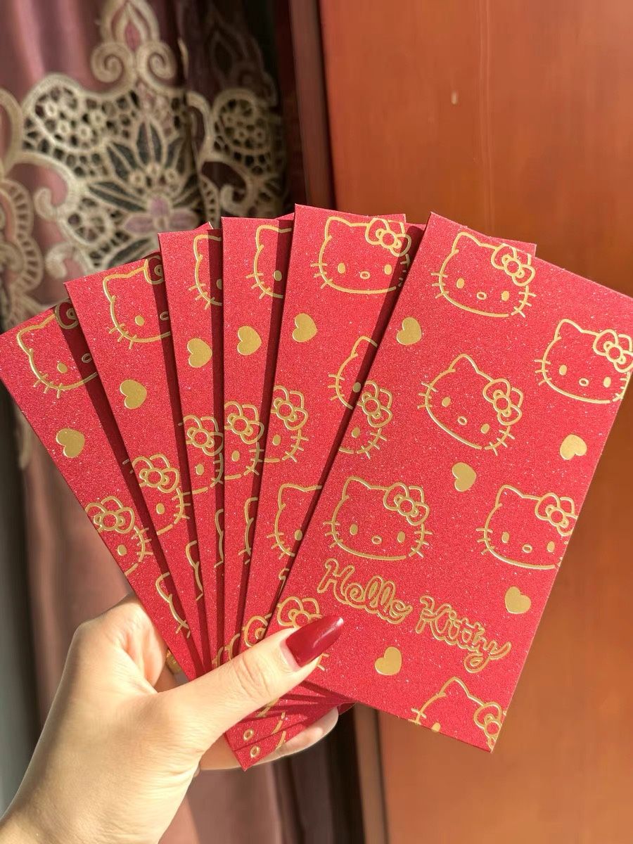 Pack of 100pcs Sanrio Official Hello Kitty New Year Red Envelope Lucky Money Packet