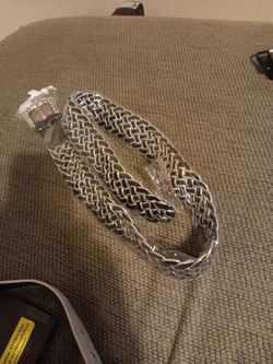 Braided Leather and Diamond Studded Buckle Belt