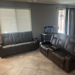 Lather reclining couch