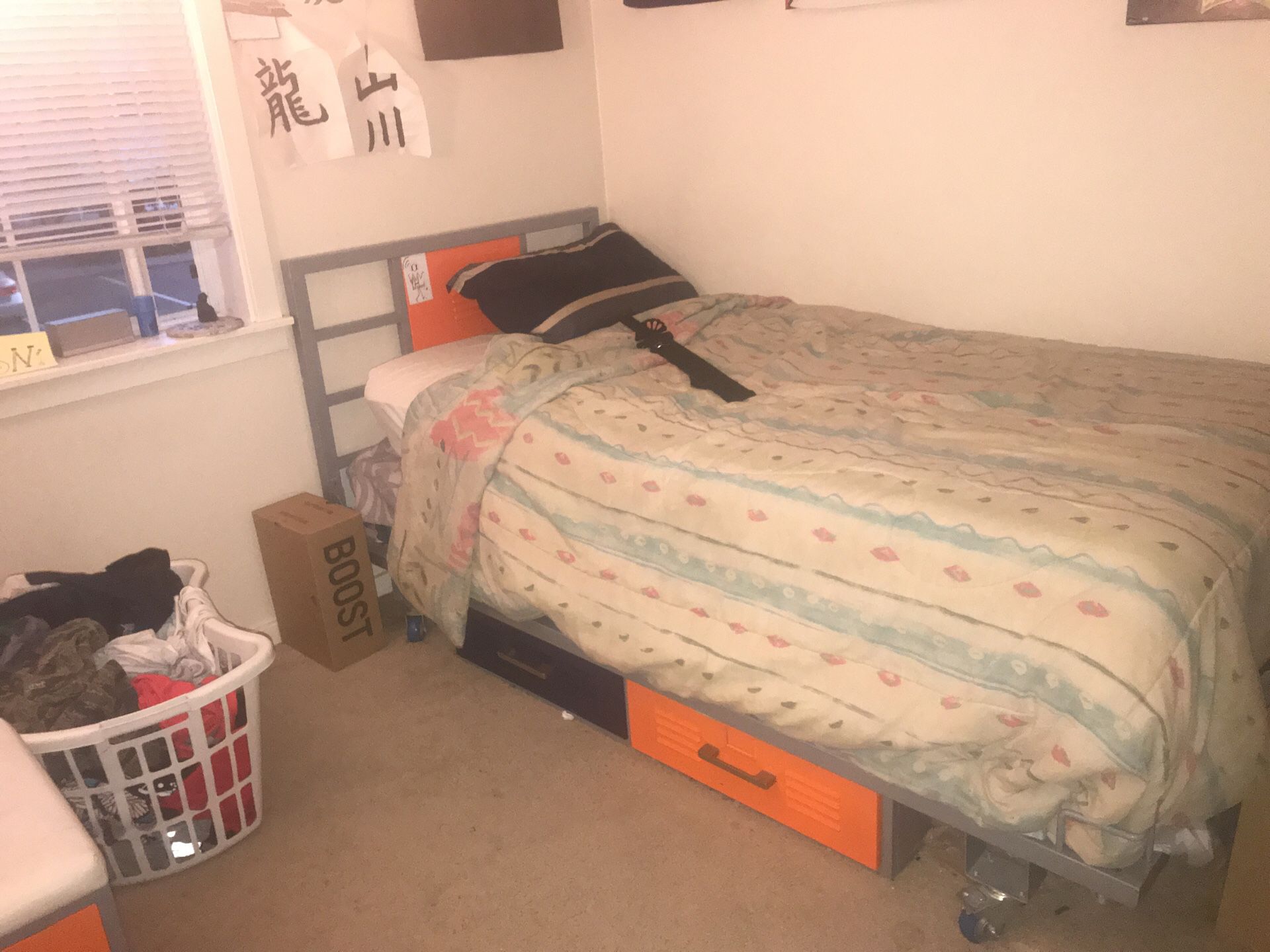 Twin Size Bed Frame with Drawers