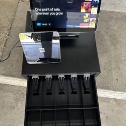 Square Register POS Model SPB1-01, Cash Draw, & Ipad Stand