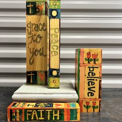 Painted Peace Poles - Faith Hope Love - Grace & Peace