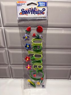 New embroidered "garden" strawberry flowers corn scrapbook scary stickers