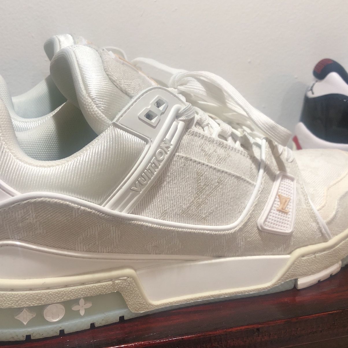 LV TRAINER LOOKALIKE VELCRO STRAP MONOGRAM DENIM WHITE BEIGE BLACK NEW  SNEAKERS SHOES SIZE 9.5 10 43 44 A3 for Sale in Miami, FL - OfferUp