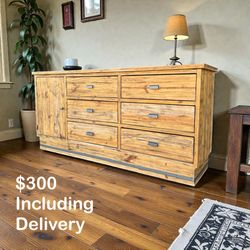 🪵 Rustic Solid Wood Sideboard Cabinet (Free Delivery 🚚)