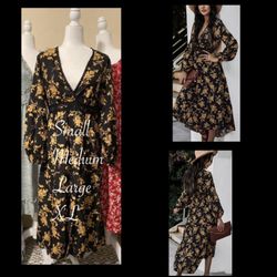 Black Floral Print Dress 