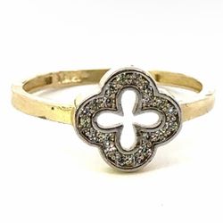 Woman’s Ladies 14k Yellow Gold CZ Cubic Zirconia Open Clover Ring Size 7 GP3115821