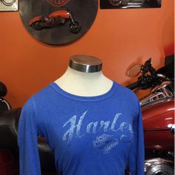 Harley Davidson Shirt Small Woman  Rhinestone , Long Sleeve, TEXAS